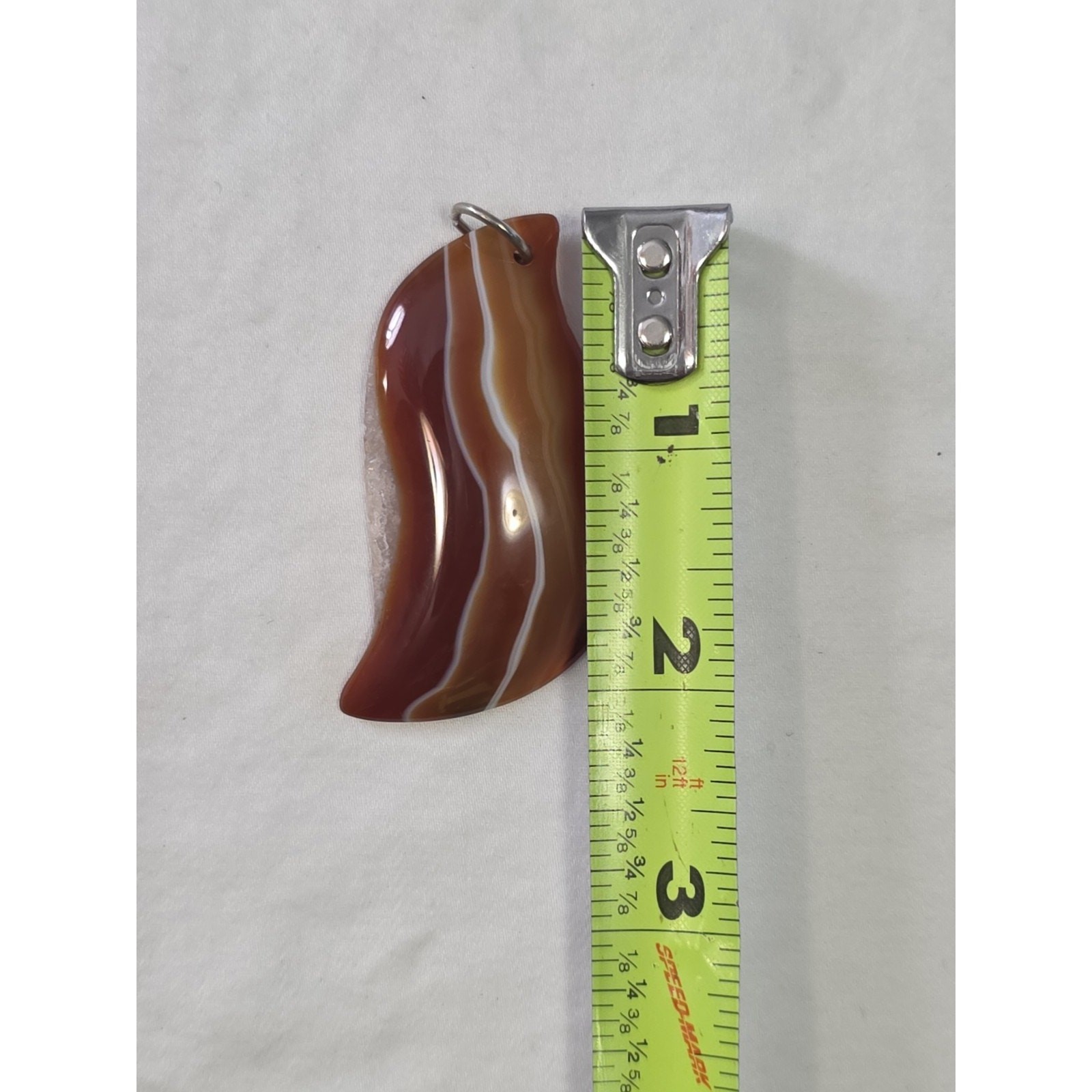 Large Abstract Carnelian Agate Quartz Pendant Orange Brown White