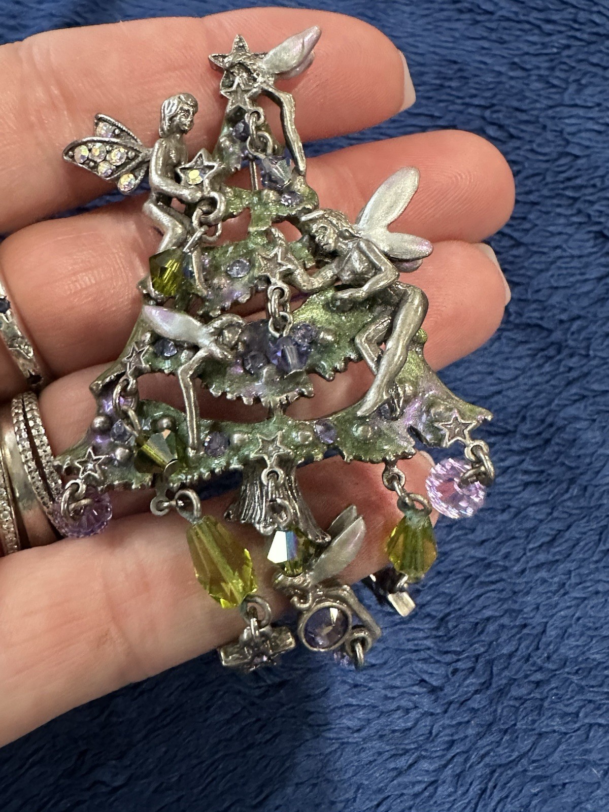 Kirk’s Folly Mystical AB Crystal Fairy Christmas Tree Brooch, 3.75in