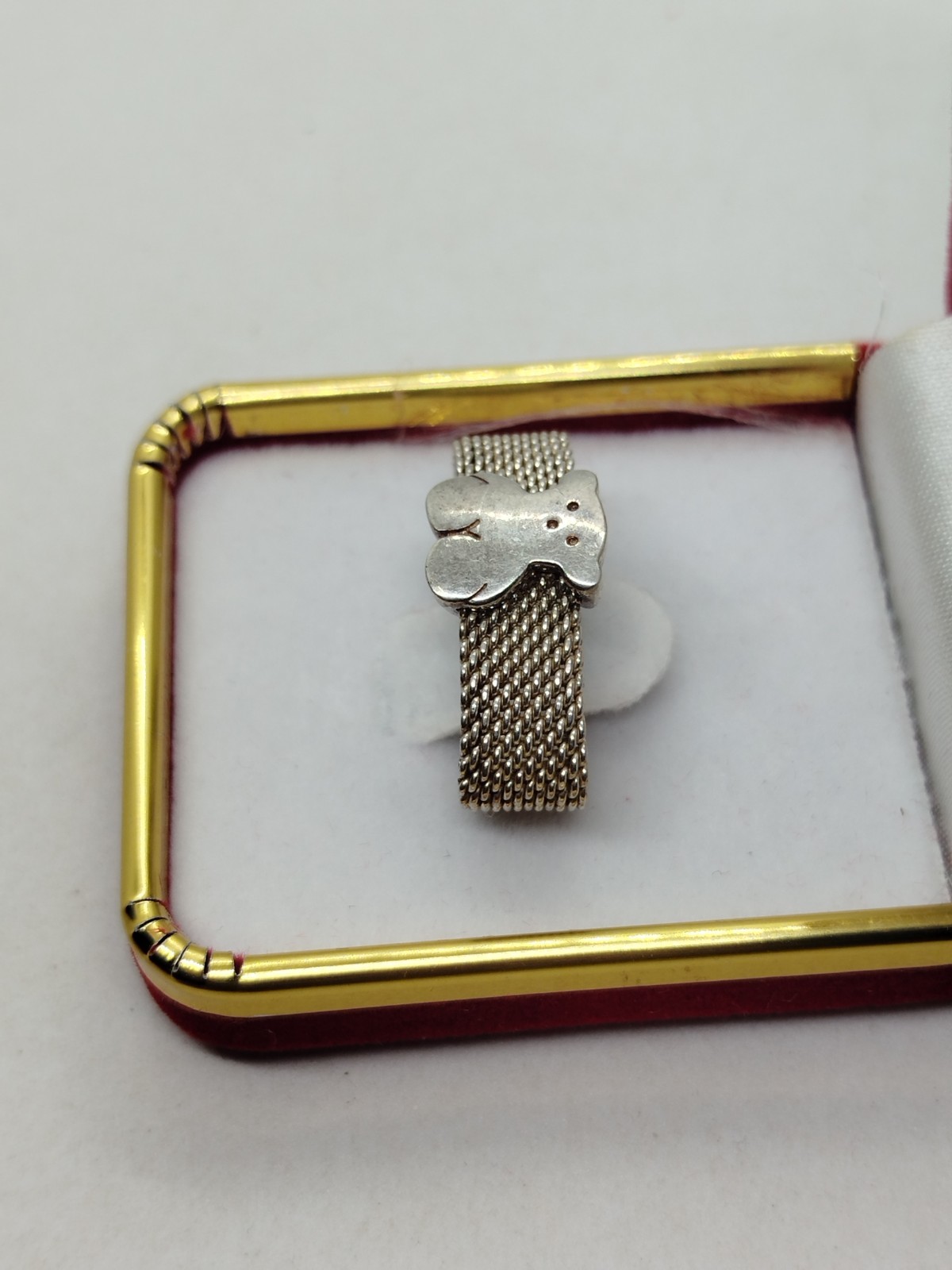 TOUS Sweet Teddy Bear Sterling Silver Ring MESH Size 7.5