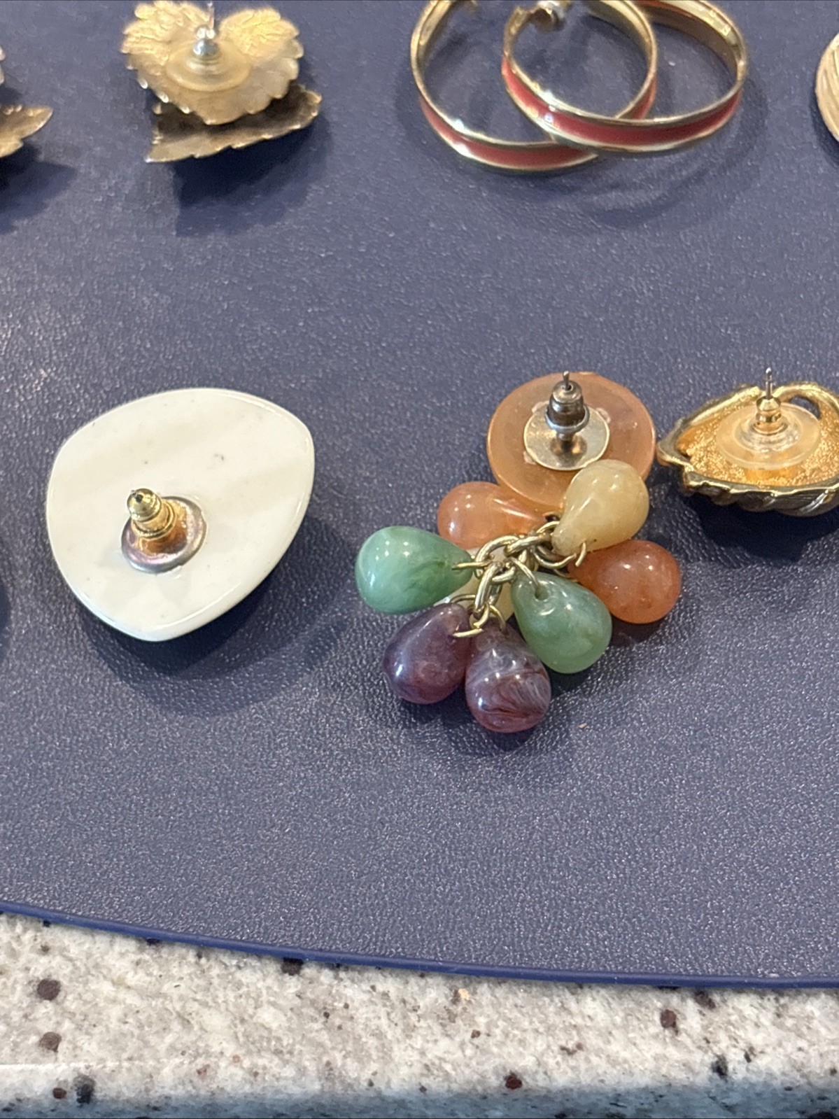 Lot of 18 Pairs of Vintage Pierced Earrings Variation Of Colors And Shapes.