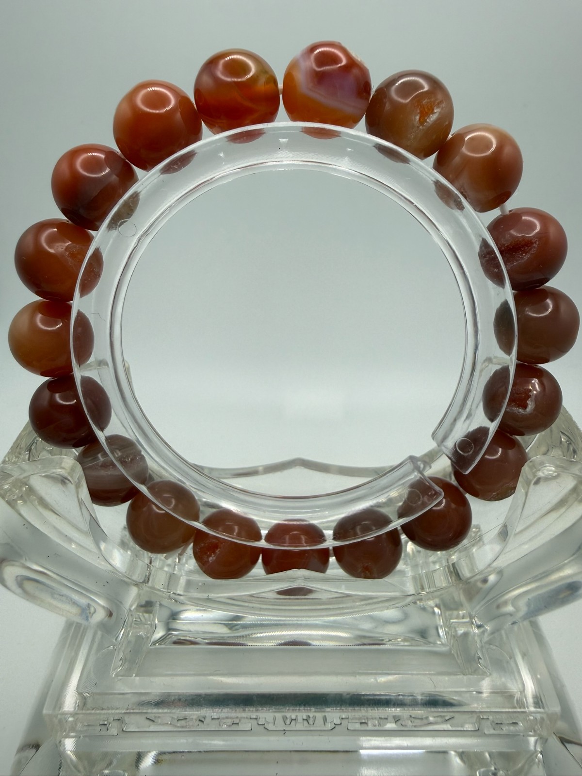 Natural Red Agate with Moss – 10mm – A12-1764
