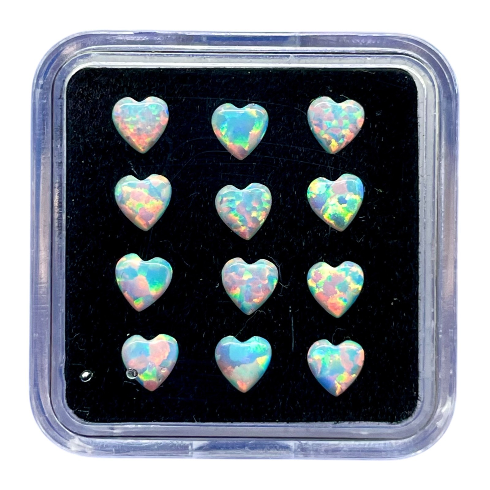 12 Pcs Australian Opal 4mm Heart Cabochon AAA Quality Lab Created Gemstone Lot