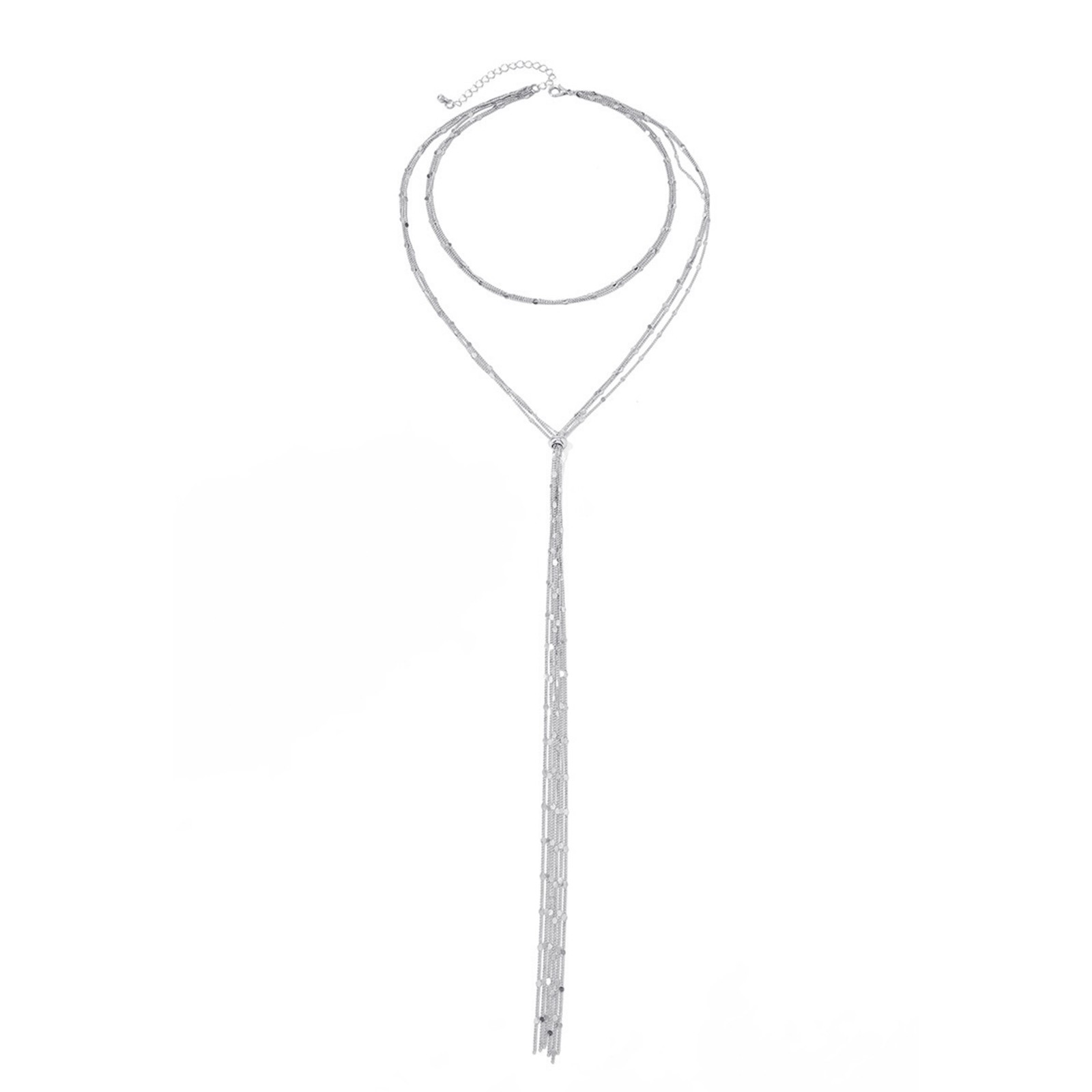 Women’s Y-Shape Back Chain Long Fringe Necklace Slide Adjustable Body Jewelry