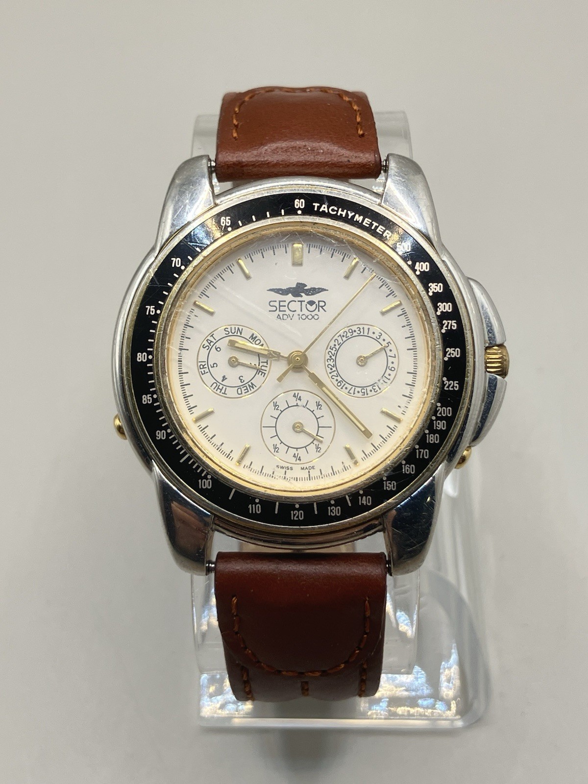 Vintage SECTOR ADV 1000 CHRONO CALENDAR TACHYMETER Swiss Made Leather Strap