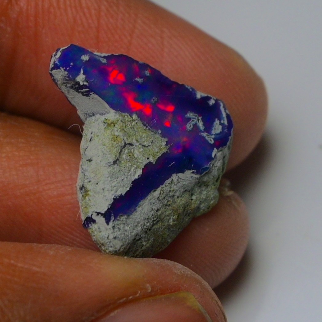 Blue Ethiopian Opal Rough 6.45 cts Smoked Black Opal Raw, Fire Opal