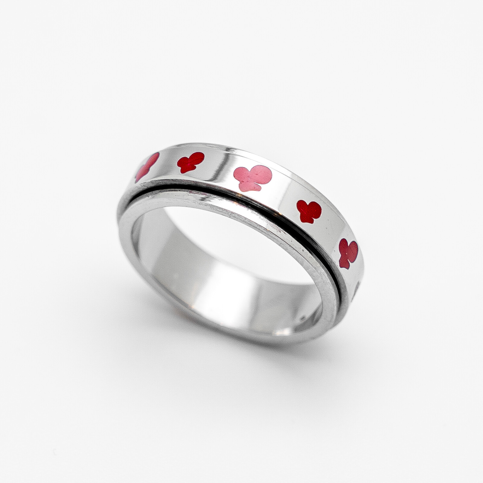 Spinner Ring With Cherries All Ages Unisex Stainless Steel Wedding Band 71