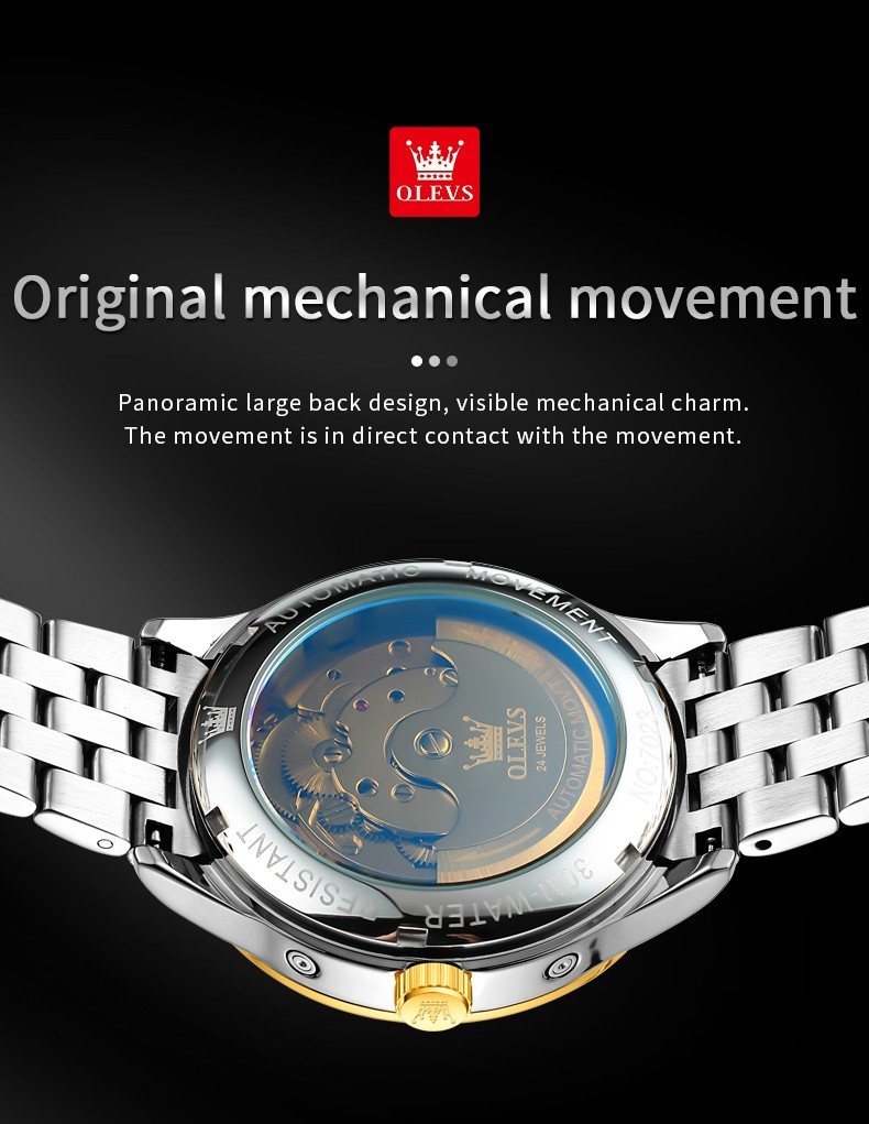 OLEVS 7023 High Quality Stainless Steel Strap Business Gents Automatic Watch