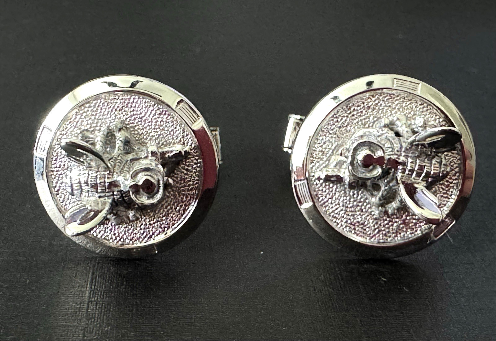 Sterling Stamped, Kinney Signed, Vintage, 17,0 grams, Unisex Beetle Cufflinks Se