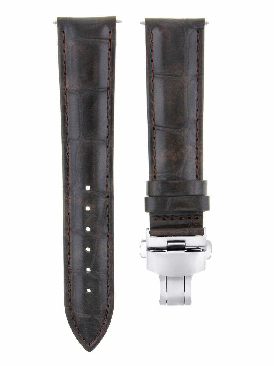 21MM LEATHER WATCH BAND STRAP DEPLOYMENT CLASP FOR ROLEX DEEPSEA DARK BROWN