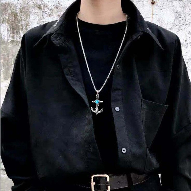 Turquoise Anchor Nautical Sea Ship Boat Necklace Pendant + Free Gift Bag