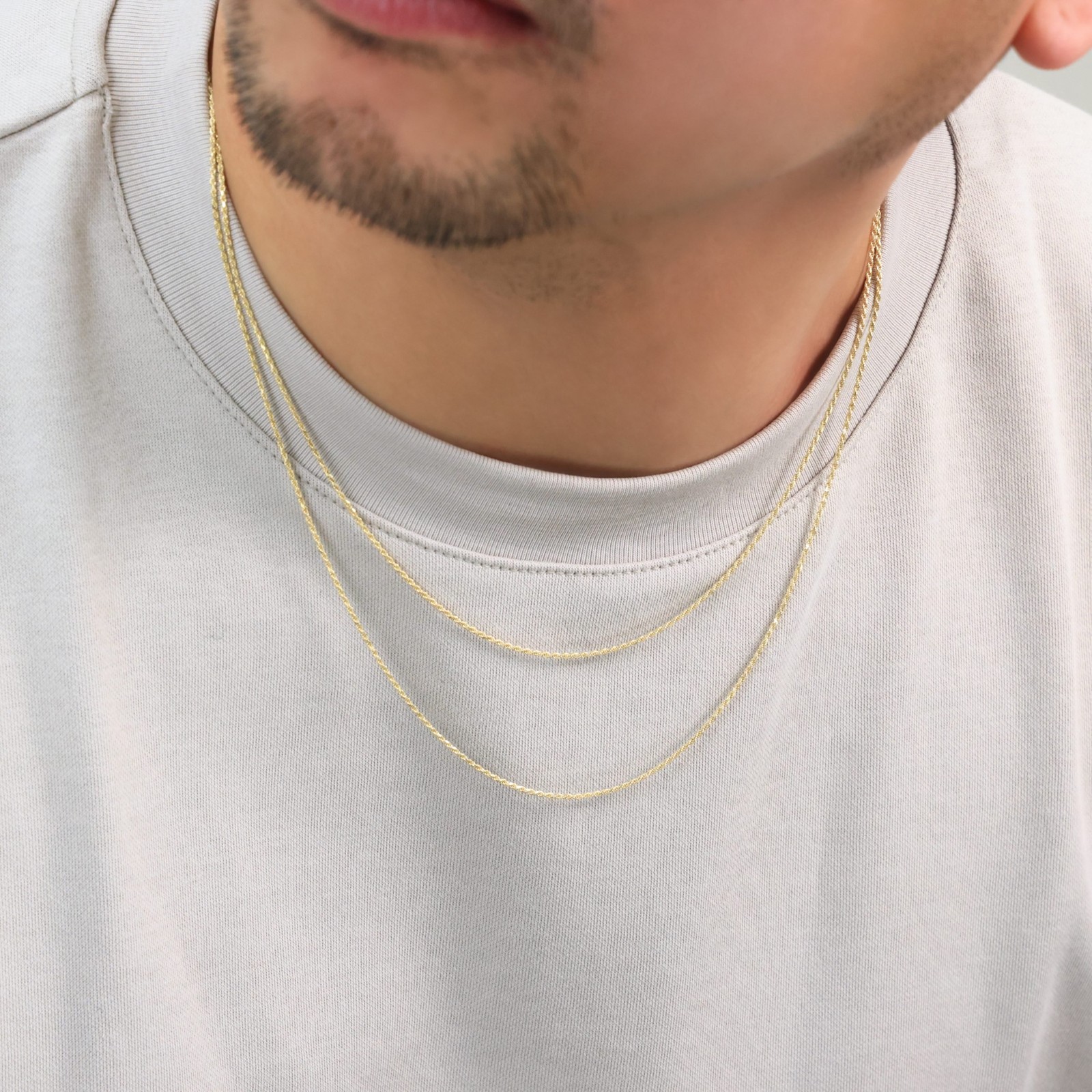 10K Yellow Gold Solid 1mm Diamond Cut Rope Chain Pendant Link Necklace 16″-24″