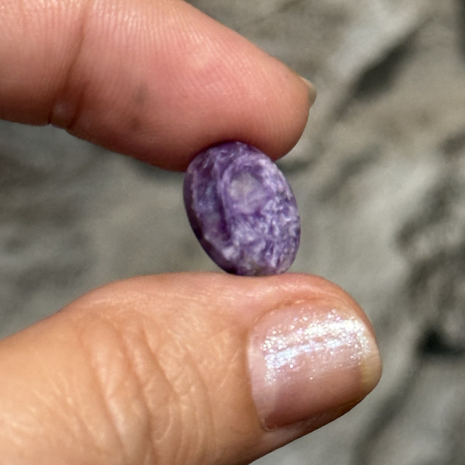 5.4ct 14×10.4×5.5mm Light Purple Faceted Charoite Oval Cabochon Ring Stone