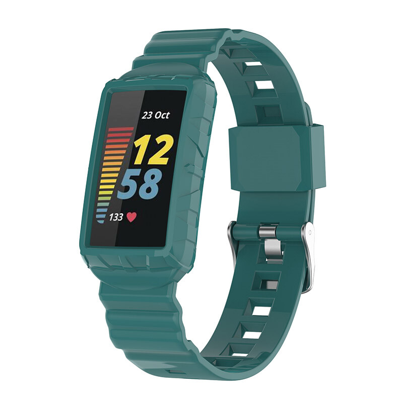 For Fitbit Charge 5 6 4 3 Replacement Rugged Armor Silicone Band w/ Bumper Case