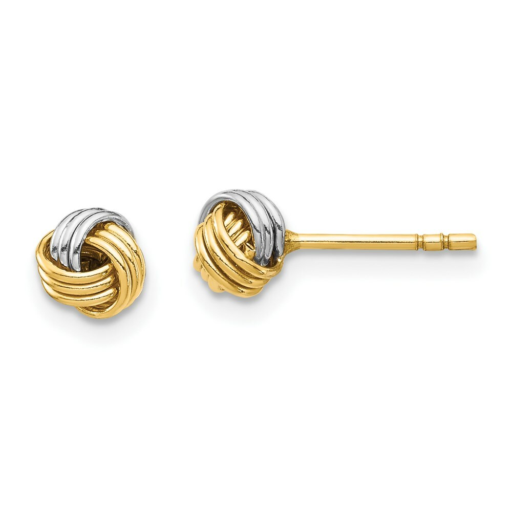 Jewelry Women’s Earrings 14K Yellow and Rhodium Love Knot Post Back, 5.12 mm