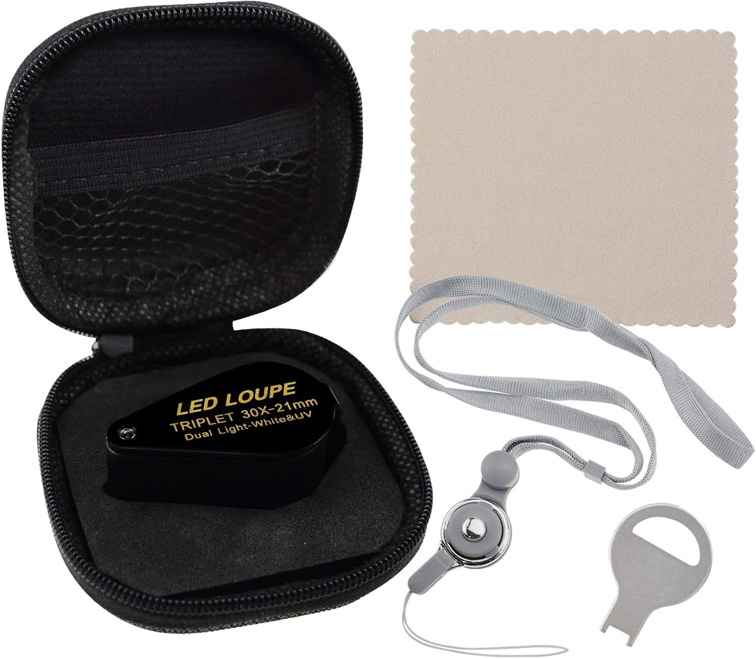 30x Magnifier Jewelry Loupe LED UV 21mm Achromatic Triplet Lens Optical Glass…