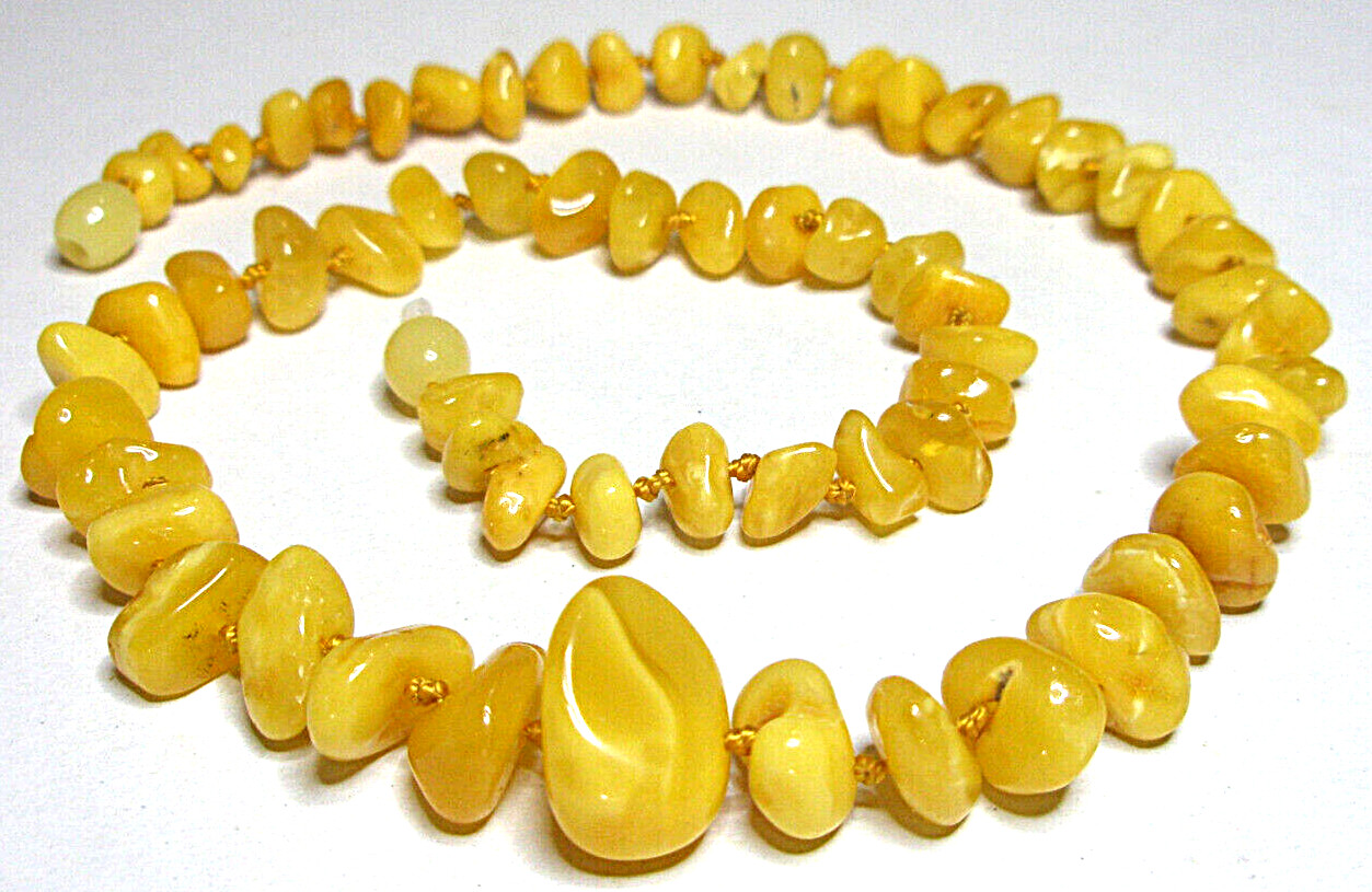 Genuine Baltic Amber Necklace Polished Egg Yolk Butterscotch 46 cm – 18 inch