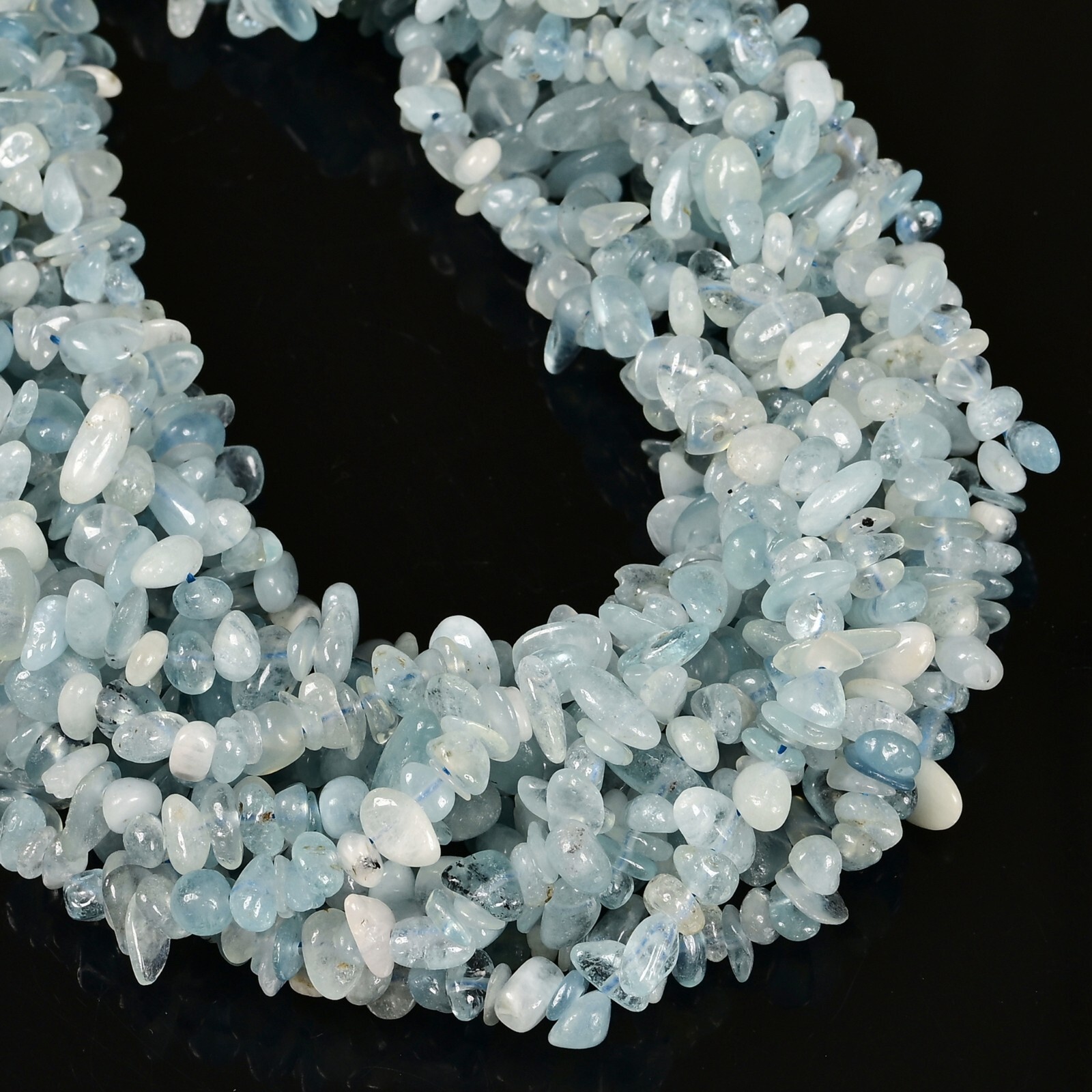 Natural Aquamarine Irregular Pebble Nugget Chips Beads Size 7-8mm 34″ Strand