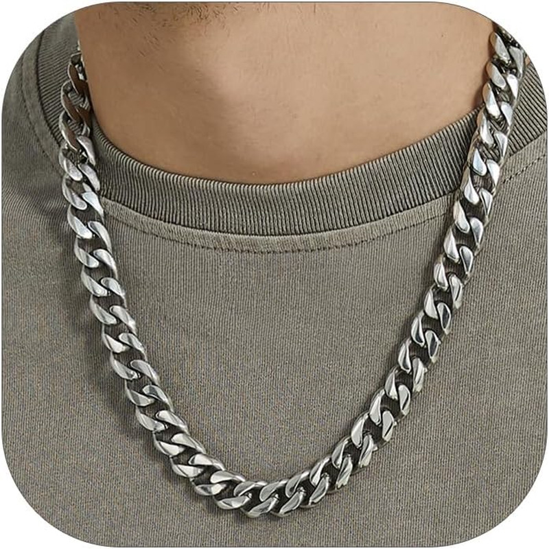 Miami Cuban Chain Necklace for Men Women, 3Mm/6Mm/9Mm/12Mm Width, 316L Stainless