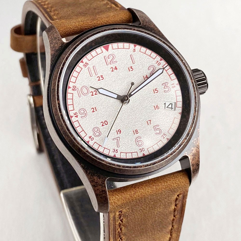 Copper Plating Tandorio 36mm Pilot Sapphire 20ATM Lume Automatic NH35 Men Watch