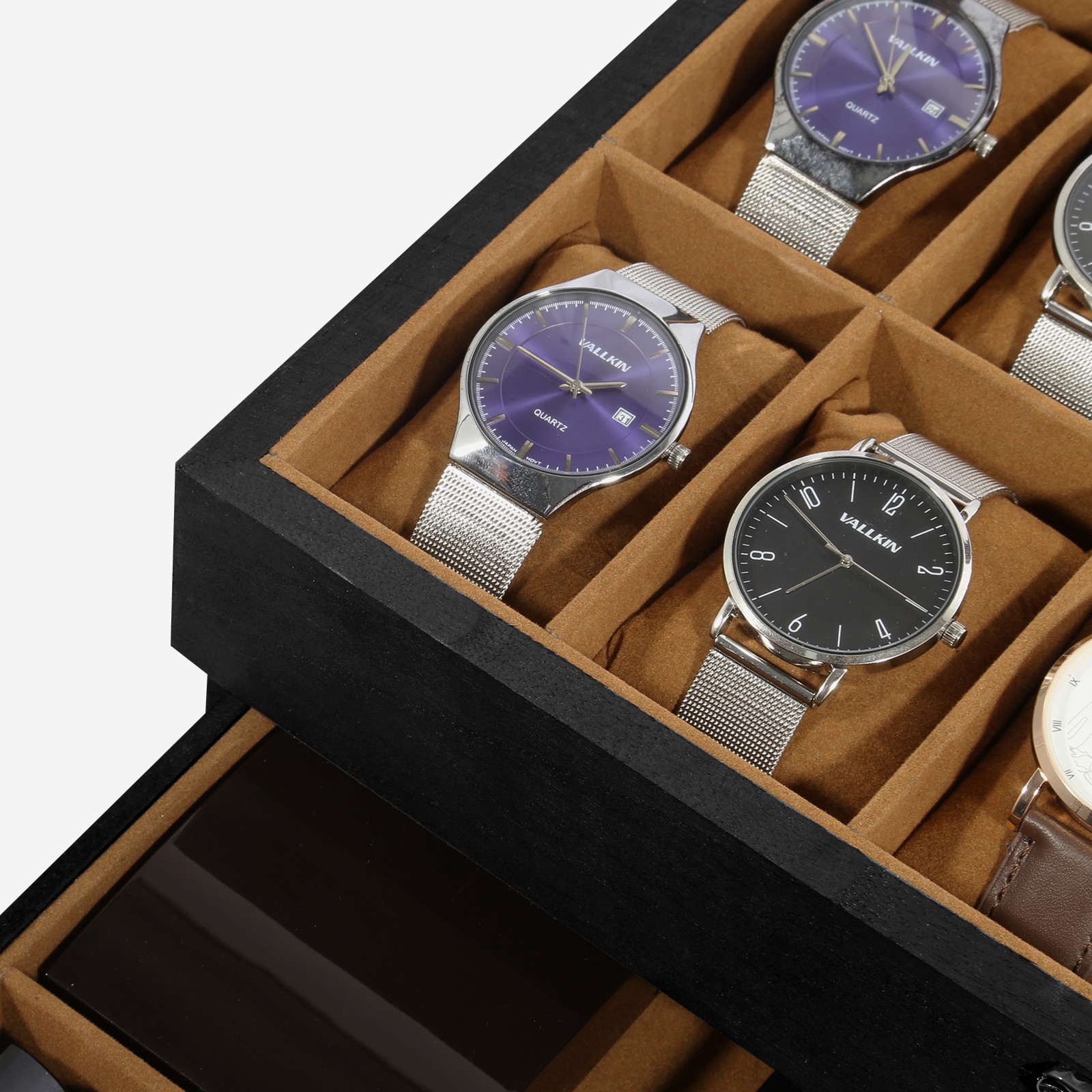 6-8-10-12 Slot Watch Box Solid Wood Watch Display Case Glass Lid Watch Holder