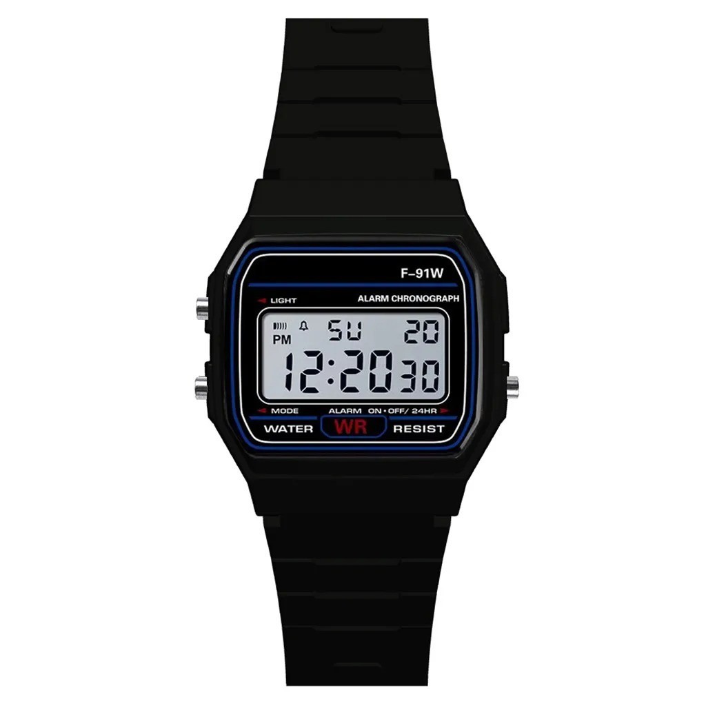 F-91W Style Digital Watch Men Women Unisex Retro Sport Stopwatch Alarm Lig