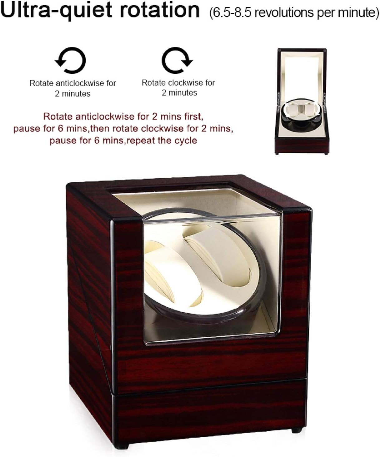 Automatic Watch Winder Box Luxury Wooden Watch Storage Case Double Watch Winder