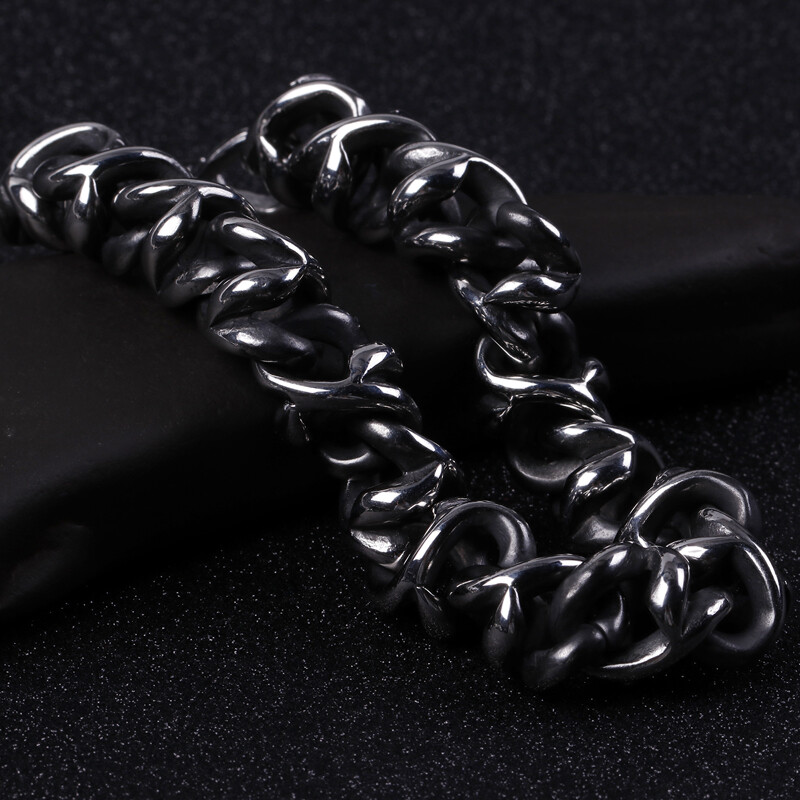 13mm 8.66” heavy 84g Pure stainless steel Vintage Cool link chain bracelet Mens