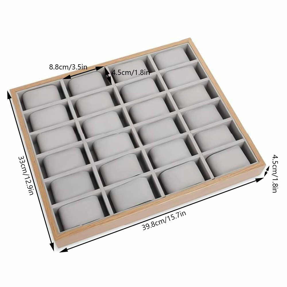 24 Slots Wood Watch Box Jewelry Storage Case Organizer Display Box Holder Tray