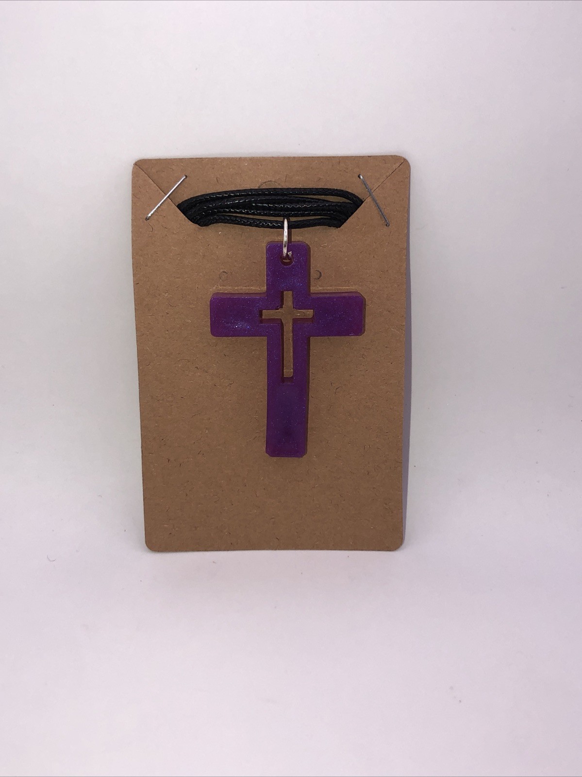 House Of David Handmade Artesian Cross Necklace Fuisia One Of A Kind 18 in
