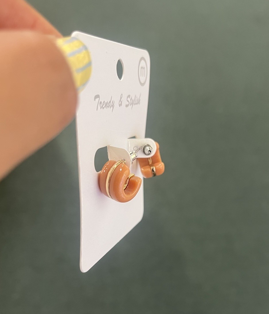 Orange Brown Mini Hoop Earrings