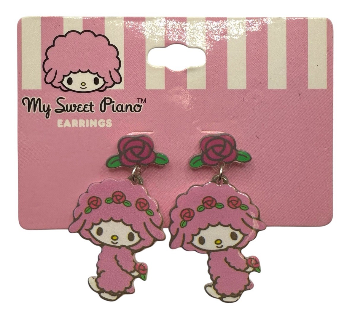 NEW 2023 Sanrio My Melody My Sweet Piano Sheep Rose Pink Drop Earrings