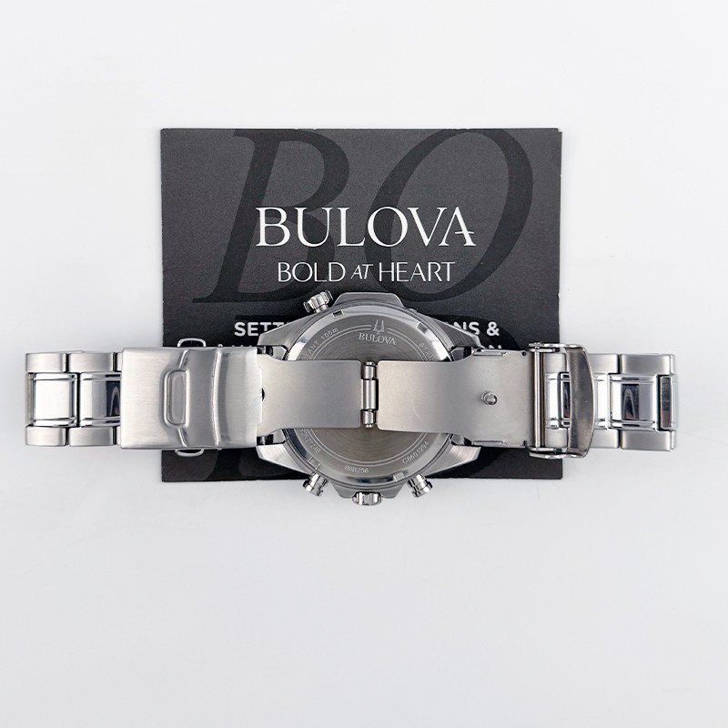 Bulova Marine Star Blue Dial 96B256 Steel Men Quartz Watch 43mm Chronograph