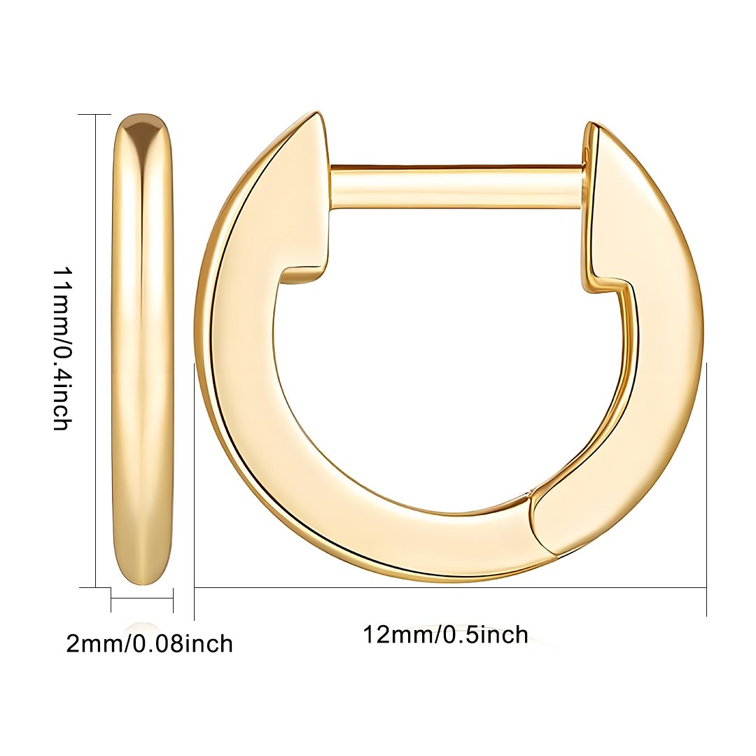 14K 11*12/17*18mm Gold Huggie Hoop Earrings for Women – Small Minimalist Gifts