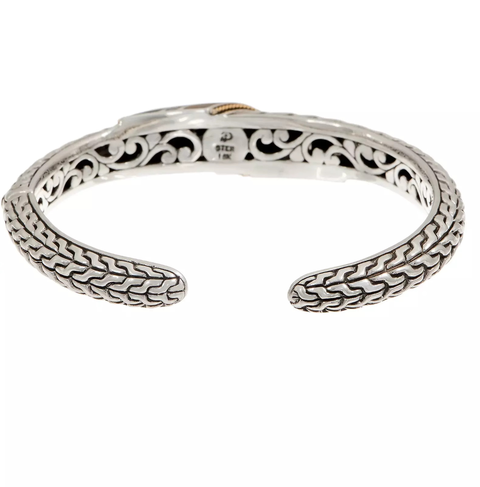 Artisan Crafted Sterling Silver & 18K Gold Abalone Cuff. 7-1/4″
