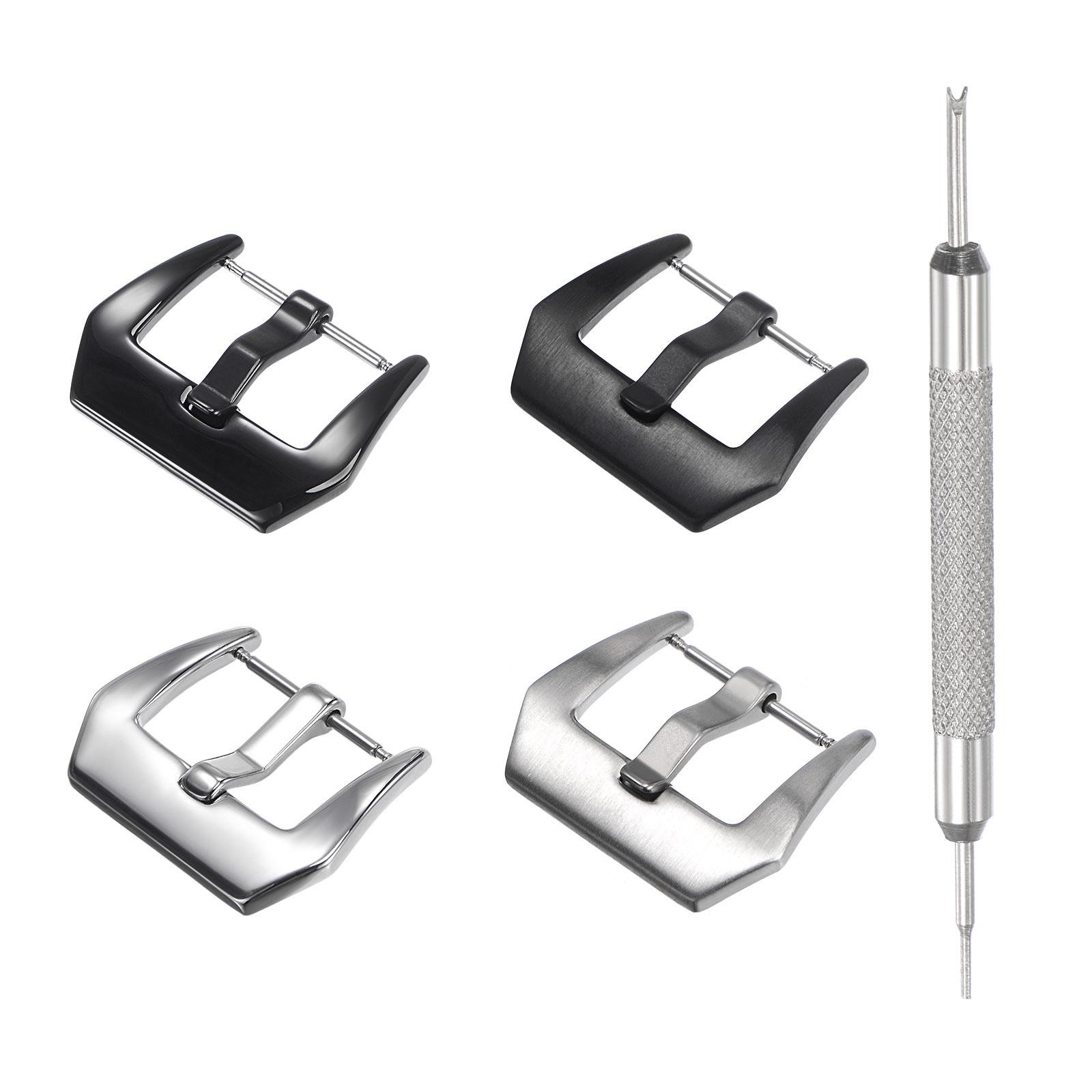 20mm Width SUS304 Frosted Polished Buckle Silver Black with Spring Bar Remover