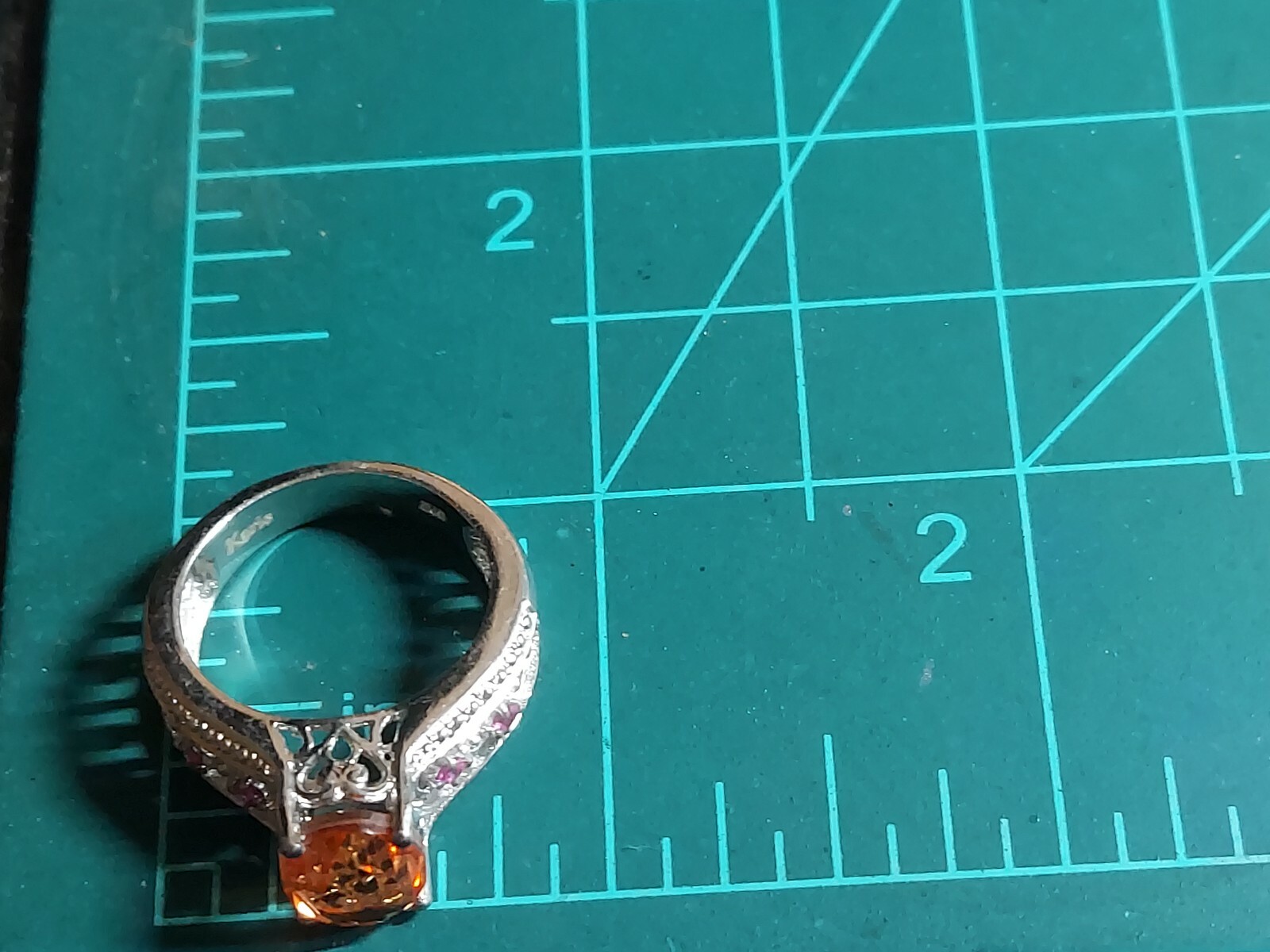 Karis STS Silver Tone Orange Gemstone Ring size 7. 5