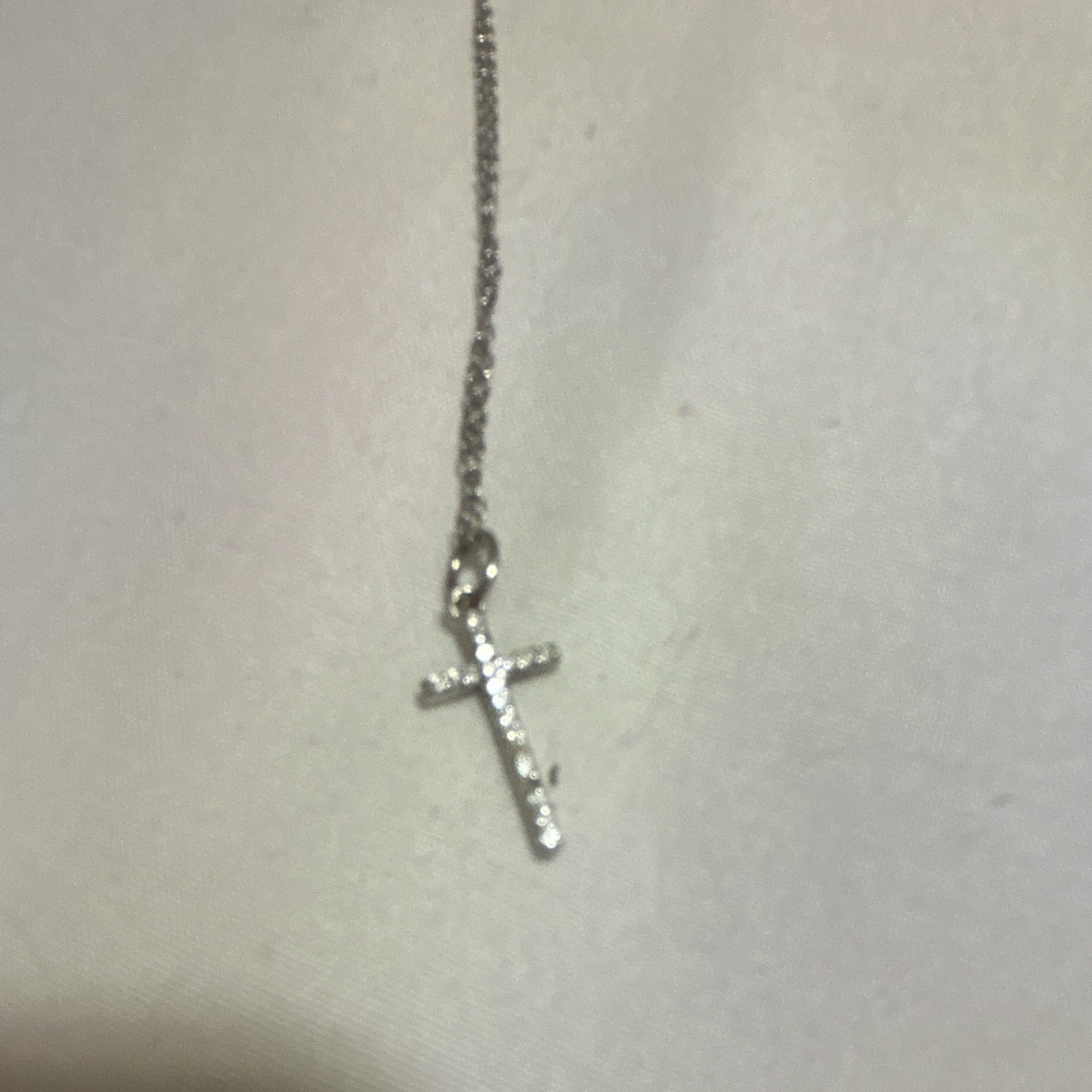 Silver Tone Religious Cross Charm Pendant Necklace Cable Chain