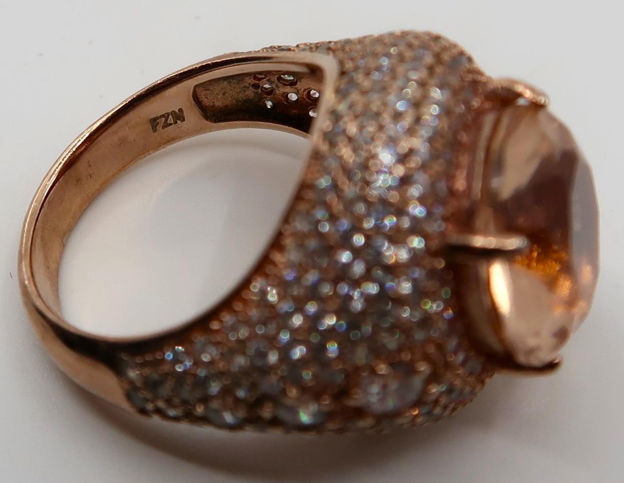 Fuzion Creation FZN Champagne CZ & Sterling Silver Statement Ring, Size 7 1/2