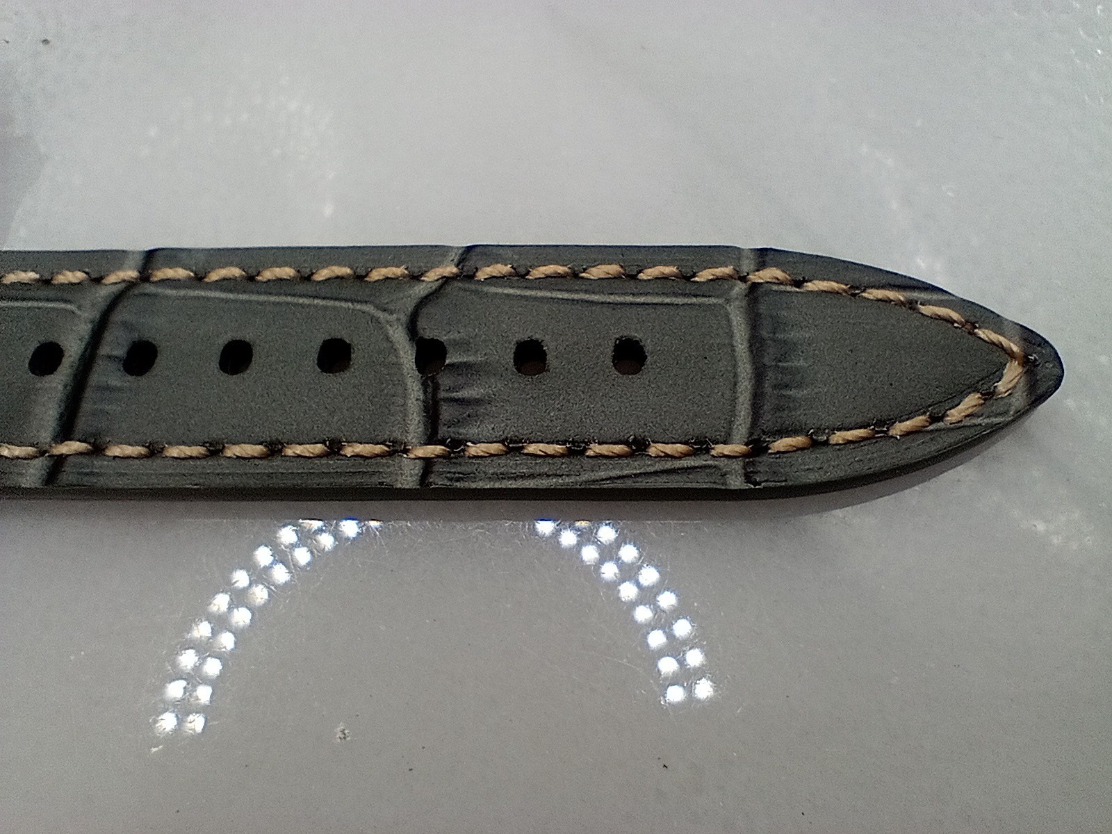 New 20mm Geckota Watchgecko Alligator Grain Calf Leather Grey Watch Strap 6B148
