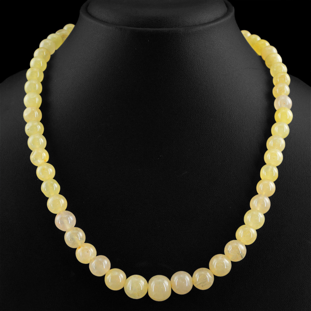 RARE 340.50 CTS EARTH MINED RICH YELLOW AVENTURINE ROUND SHAPE BEADS NECKLACE