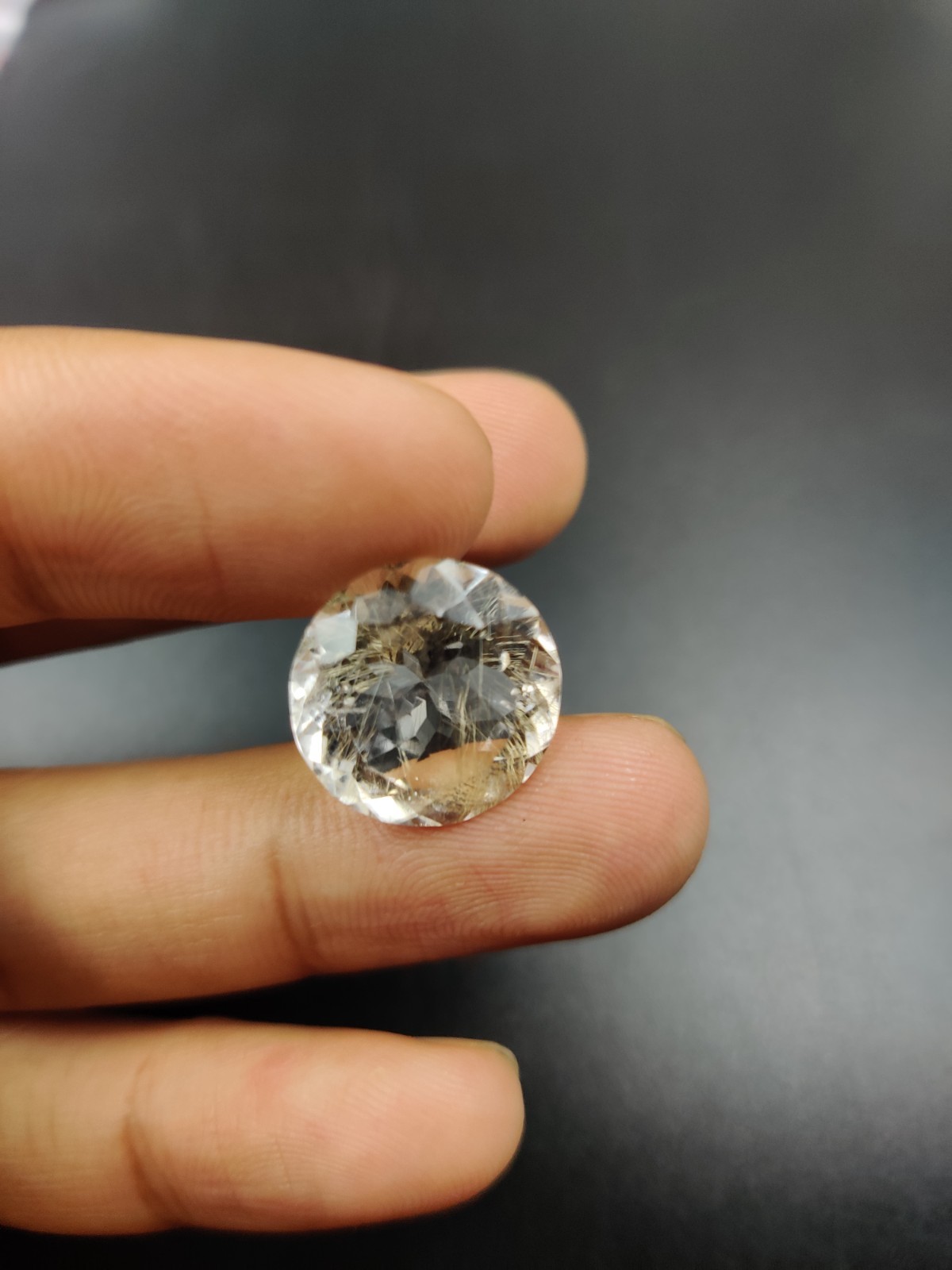 13.20 Ct Natural Rutilated Quartz Faceted Cut Round Gemstone 16mm W00232