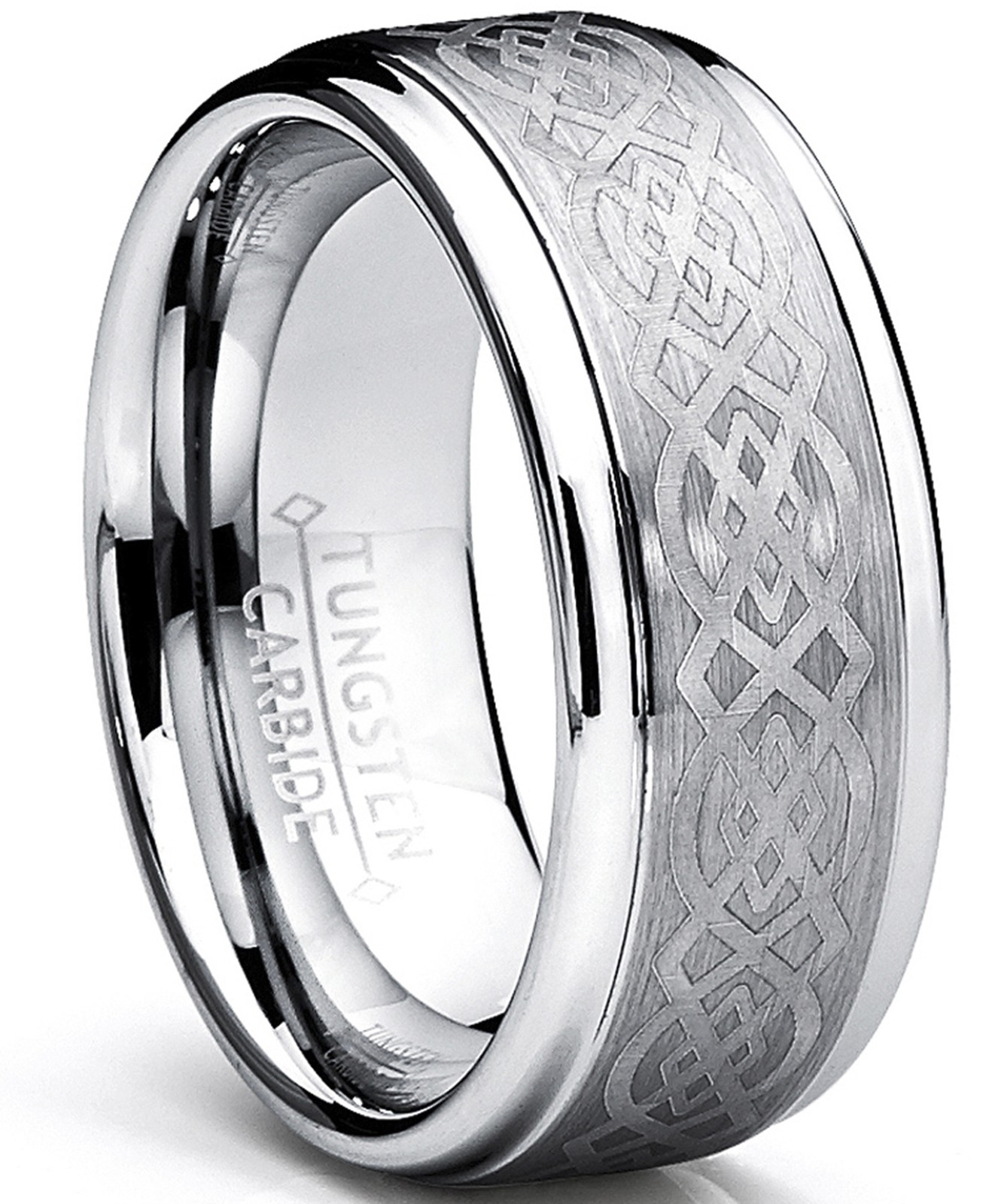 8MM Men’s Tungsten Carbide Ring with Celtic Design sizes 6 to 15