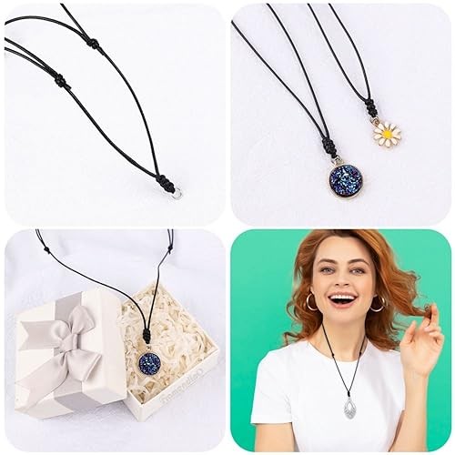 Framendino, Adjustable Necklace Cord for Pendants Necklace 1.5mm (5 Pack) Black