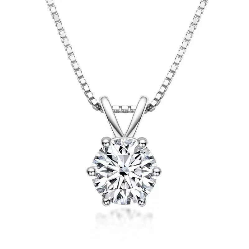1 Ct Moissanite Modern Women Pendant Necklace In White Gold Over Sterling Silver