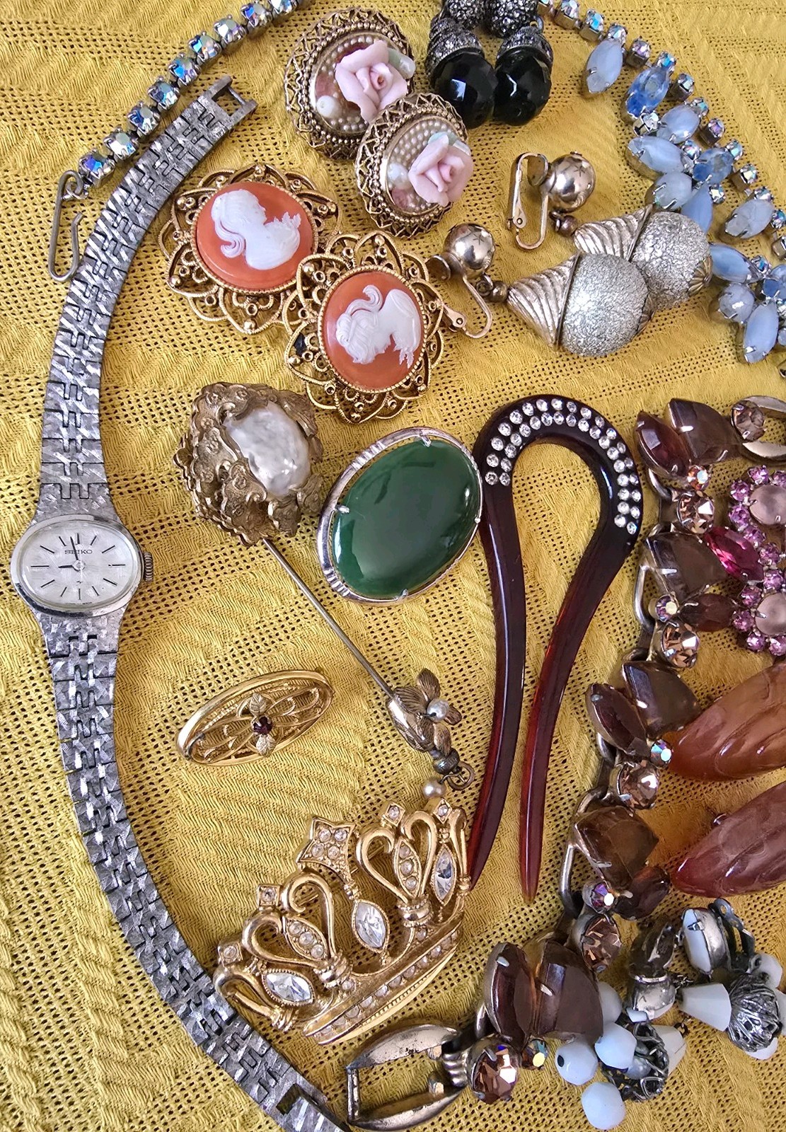 Vtg. Estate Jewelry Lot. Heidi Daus, Miriam Haskell,Seiko etc.