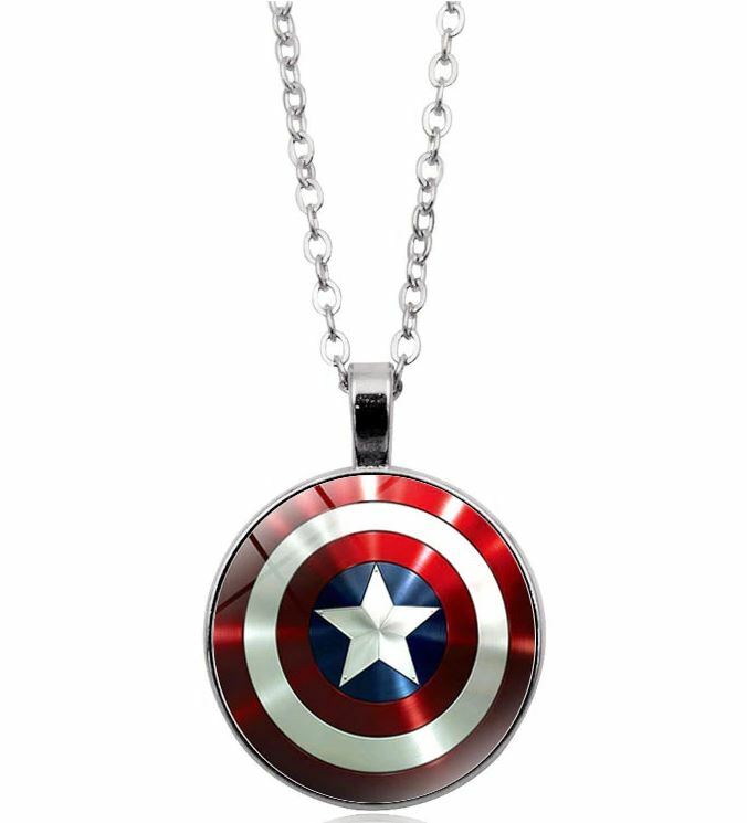Captain America Vibranium Shield Marvel Superhero Pendant Necklace – Silver