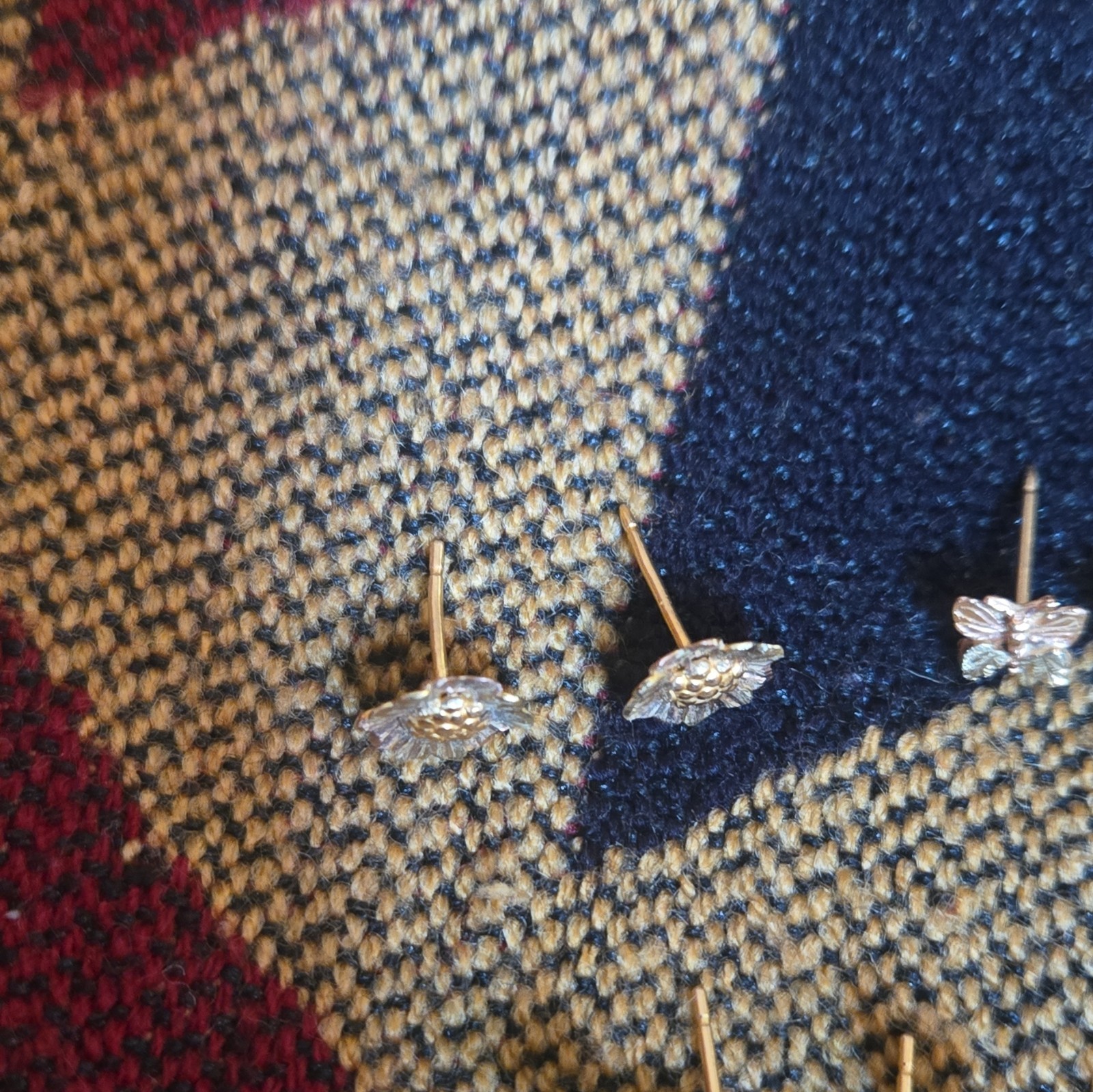 10K Multi-Tone Gold Leaf Motif Earrings Lot Stud & Drop Butterfly Back