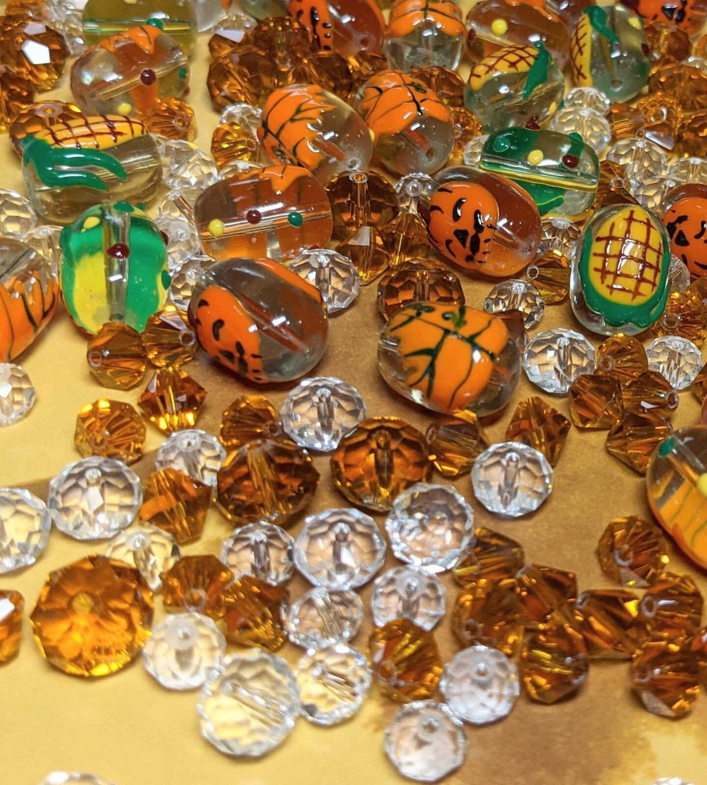 Thanksgiving Beads Fall Beads Glass Beads Pumpkin Corn Maple Leaf DIY 100pc