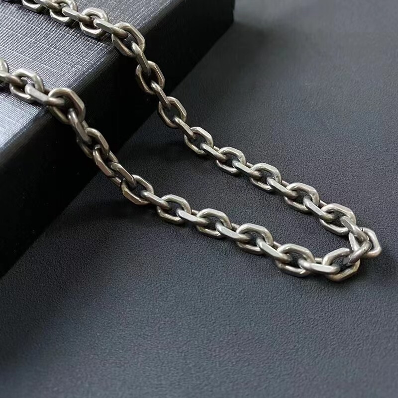 Pure Titanium Angle Chain Necklace Anti-Allergic 23.6inch Trendy Hip-hop Men’s