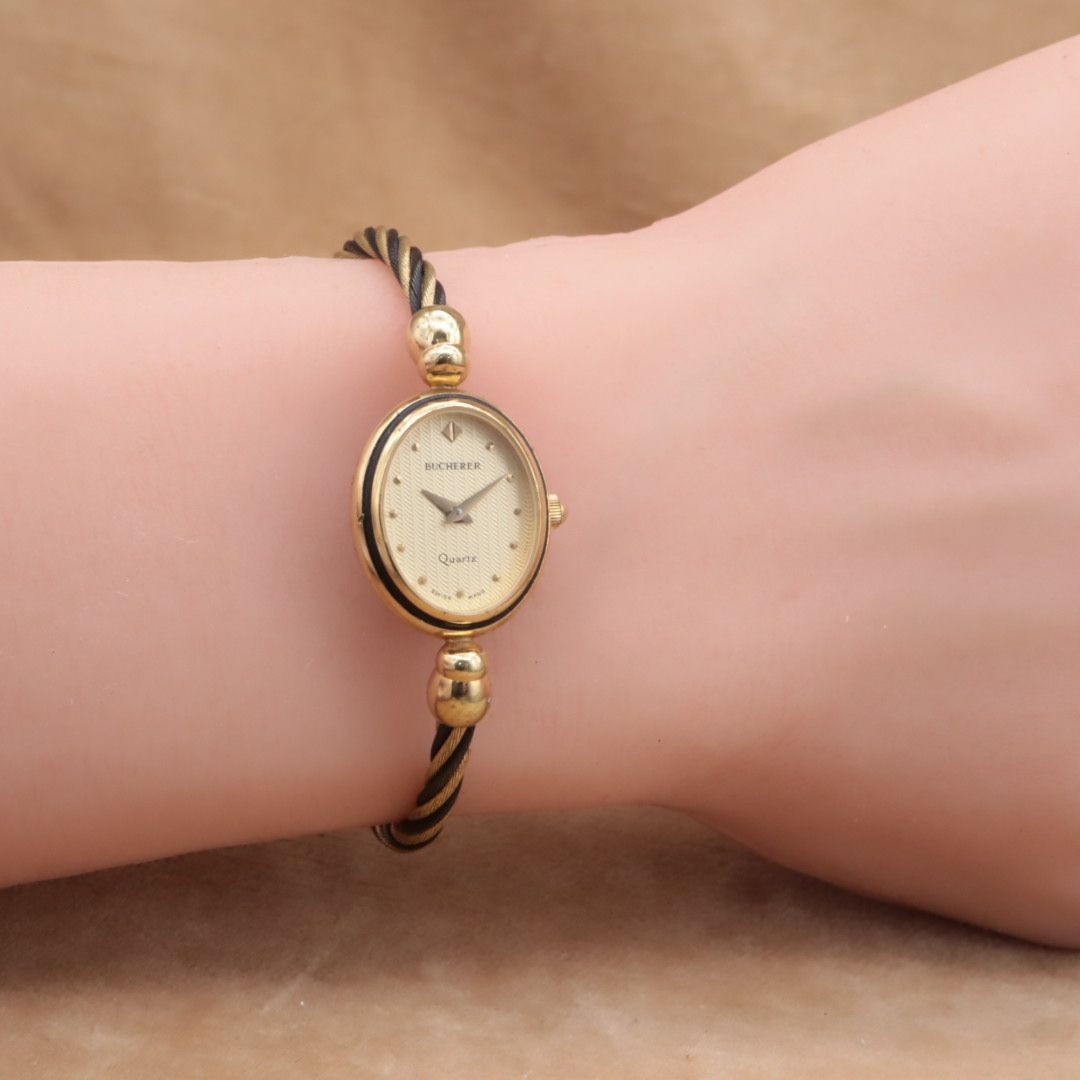 BUCHERER Oval GP Wire Dress Quartz Watch 17cm/6.69in Swiss Vintage BC